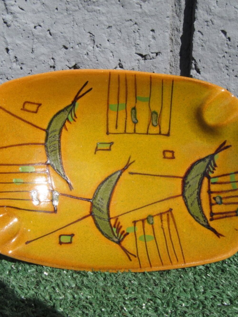 Vintage MCM Glazed Ceramic Ashtray Dish Made In Italy R-23 - Picture 2 of 7